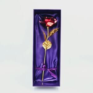 24 K Golden Rose Gold Dipped Purple lined Gift Box  10"